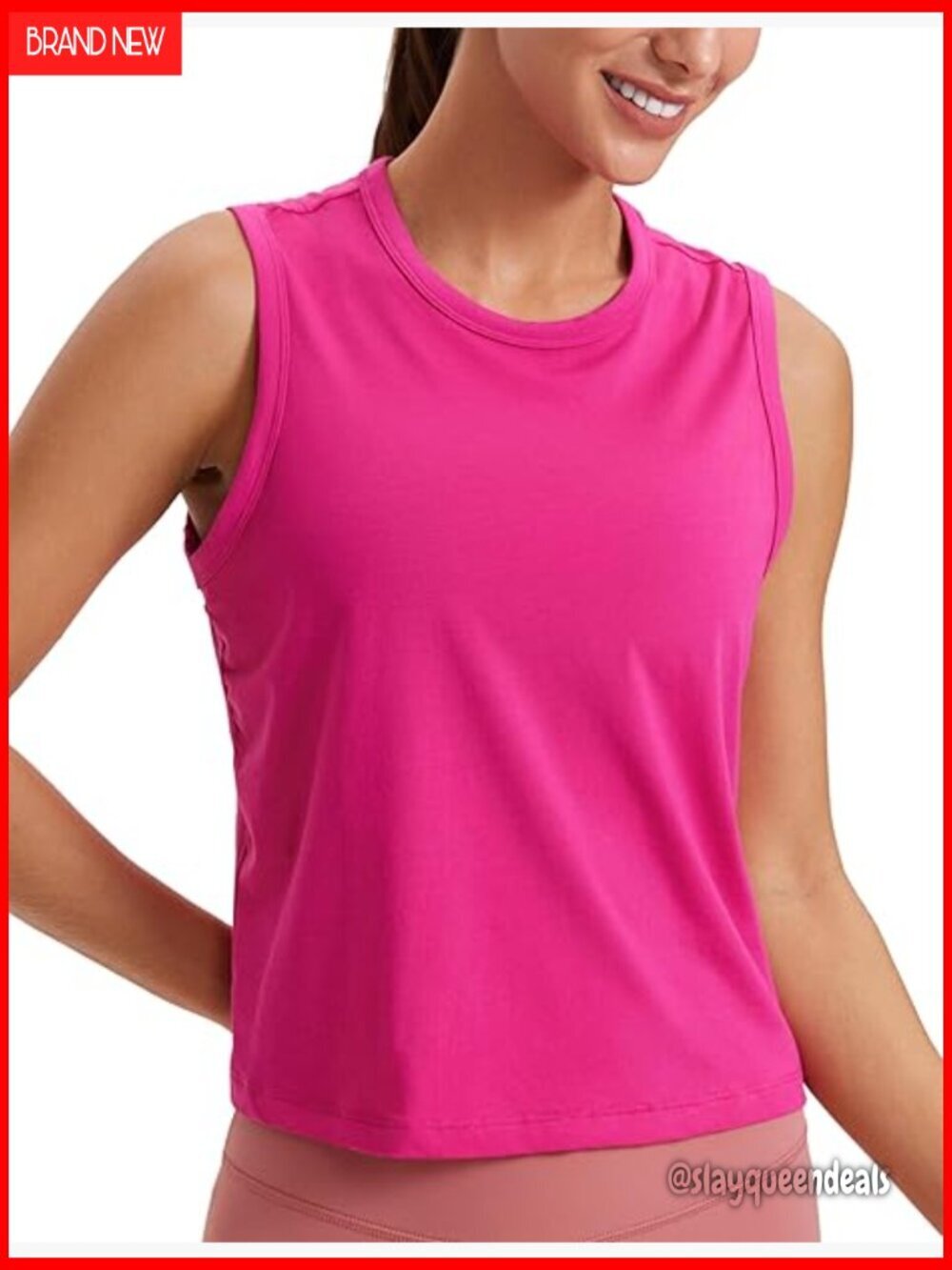 Pima Cotton High Neck Cropped Tank Top for Yoga Workout Athletic